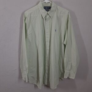 Ralph Lauren Mens L Large White Green Stripe Long Sleeve Blake Shirt Purple Pony
